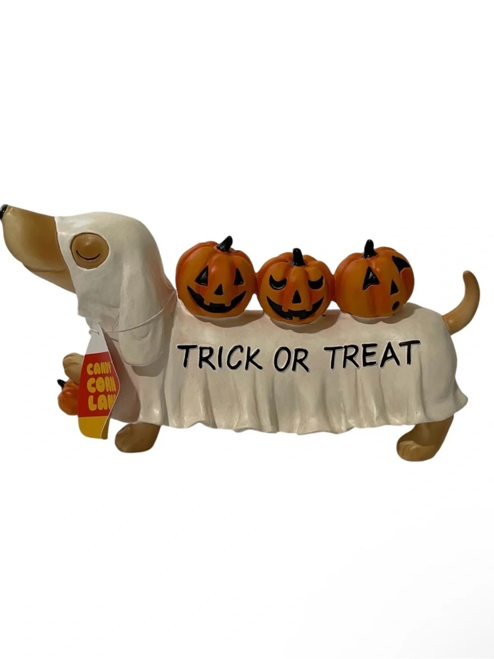 Candy Corn Lane Halloween Dachshund Ghost Trick or Treat Pumpkin Decor - NWT **